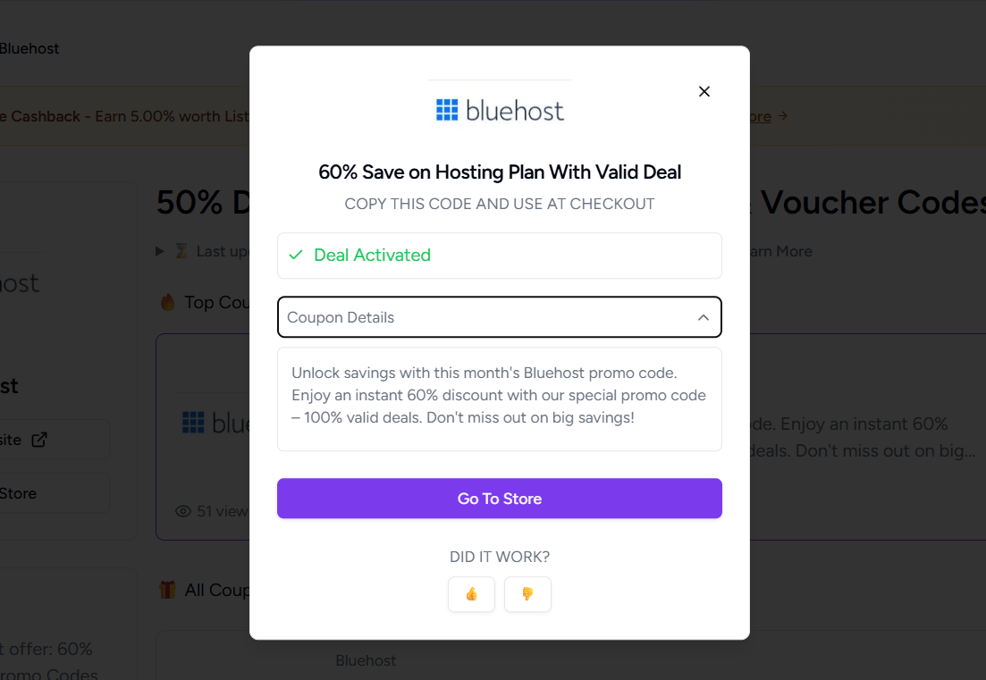 Partner website checkout page with coupon code applied